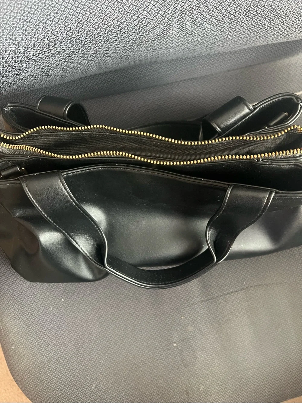 a new day Black Tote with Gold Zipper Detail